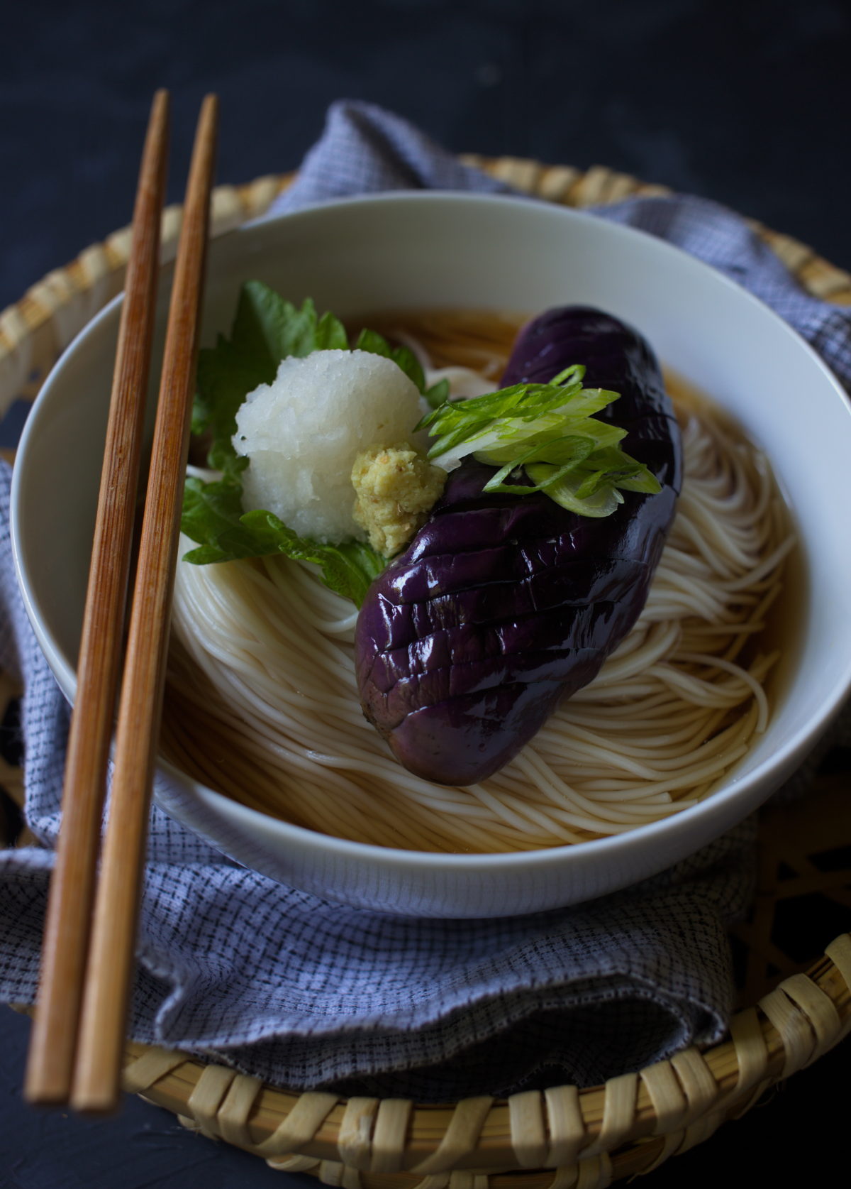 Chilled Somen Noodle with Sesame Eggplant